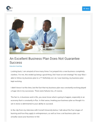 An Excellent Business Plan Does Not Guarantee Success