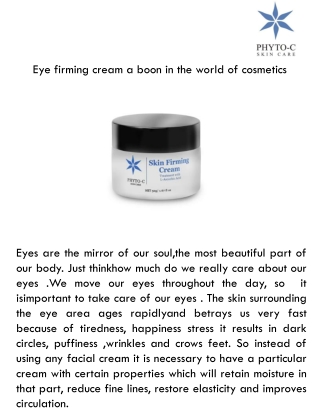 Eye firming cream a boon in the world of cosmetics