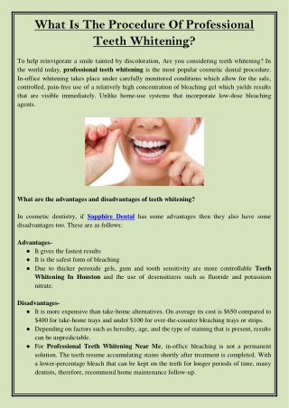 What Is The Procedure Of Professional Teeth Whitening