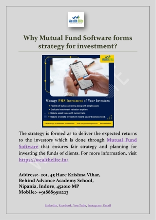 Why Mutual Fund Software forms strategy for investment