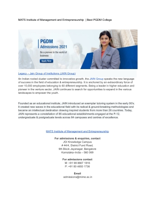 MATS Institute of Management and Entrepreneurship
