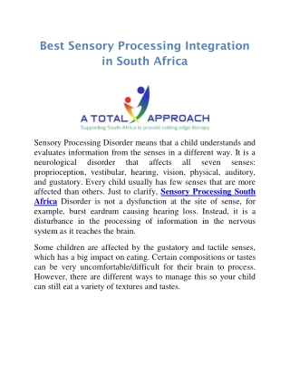 Best Sensory Processing Integration in South Africa