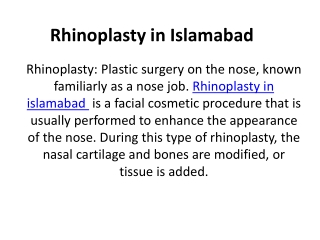 Rhinoplasty in Islamabad