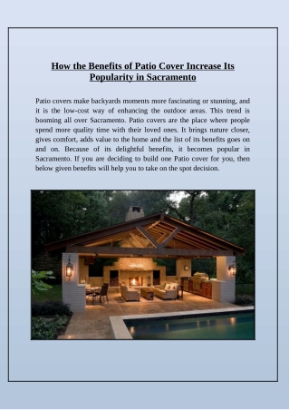 What Are the Advantages of Patio Covers, and Why Is It So Popular in Sacramento?