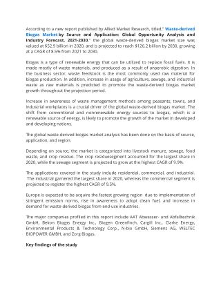 Waste-derived Biogas Market