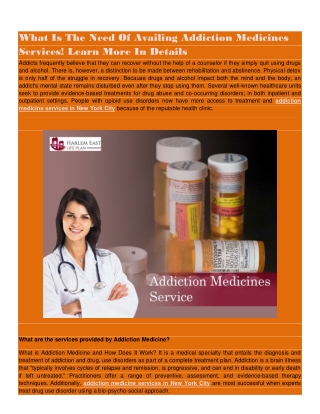 What Is The Need Of Availing Addiction Medicines Services! Learn More In Details