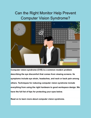Can the Right Monitor Help Prevent Computer Vision Syndrome_