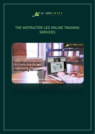 INSTRUCTOR LED ONLINE TRAINING SERVICES