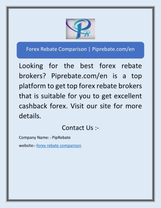 Forex Rebate Comparison | Piprebate.com/en
