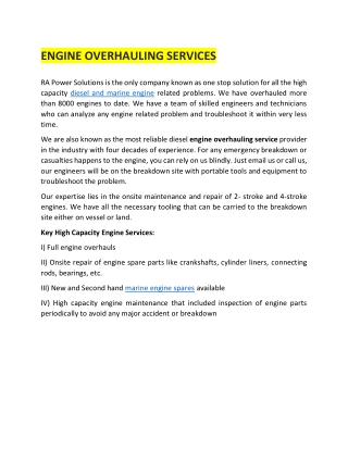 Diesel Engine Repair Service-RA Power Solutions