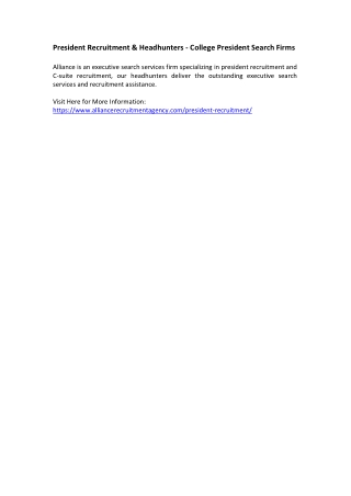 President Recruitment & Headhunters - College President Search Firms