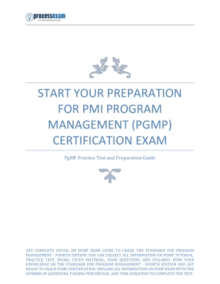 Start Your Preparation for PMI Program Management (PgMP) Certification Exam