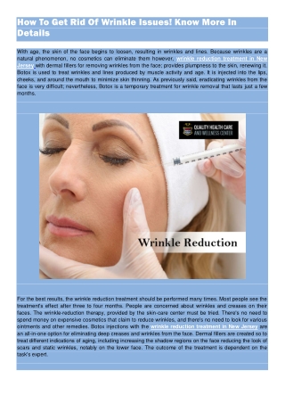 How To Get Rid Of Wrinkle Issues! Know More In Details