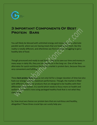 3 Important Components Of Best Protein   Bars