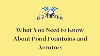 What You Need to Know About Pond Fountains and Aerators