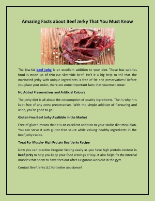 Amazing Facts about Beef Jerky That You Must Know