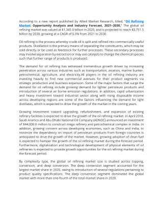 Oil refining  market