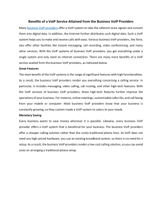 Benefits of a VoIP Service Attained from the Business VoIP Providers