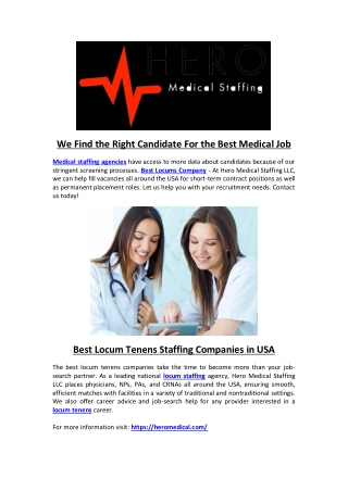 We Find the Right Candidate For the Best Medical Job