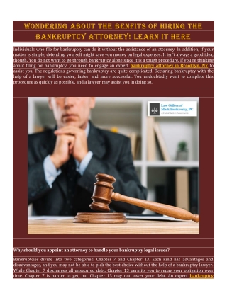 Wondering About The Benefits Of Hiring The Bankruptcy Attorney! Learn It Here