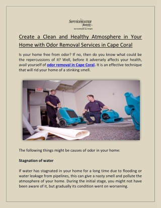 Odor Removal Service in Cape Coral