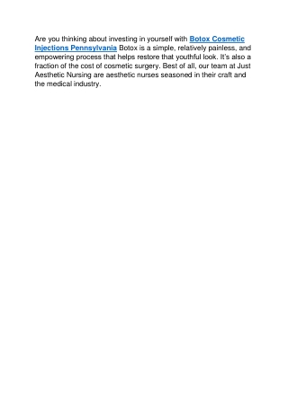 Botox Cosmetic Injections Pennsylvania