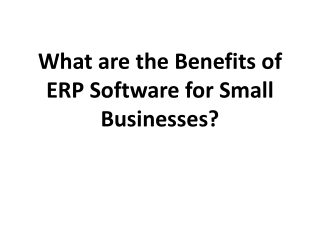 What are the Benefits of ERP Software for Small Businesses?