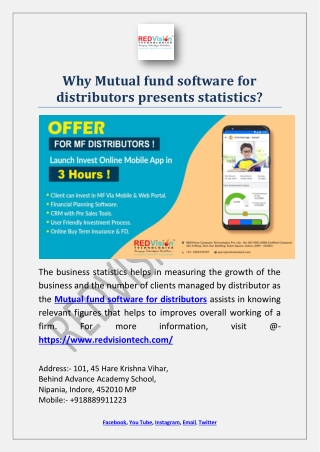 Why Mutual fund software for distributors presents statistics