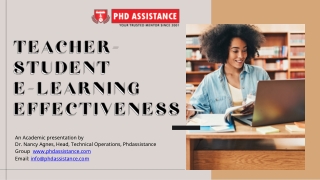 Teacher- Student E- Learning Effectiveness - Phdassistance