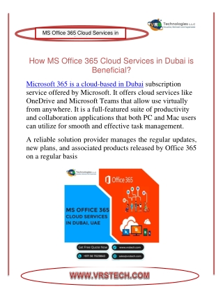 How MS Office 365 Cloud Services in Dubai is Beneficial?