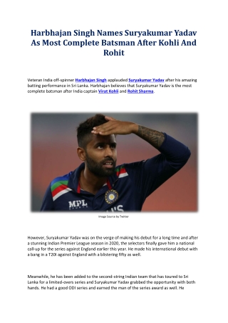 Harbhajan Singh Names Suryakumar Yadav As Most Complete Batsman After Kohli And Rohit