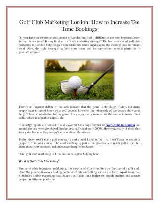 Golf Club Marketing London: How to Increase Tee  Time Bookings