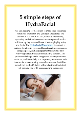 5 simple steps of HydraFacial