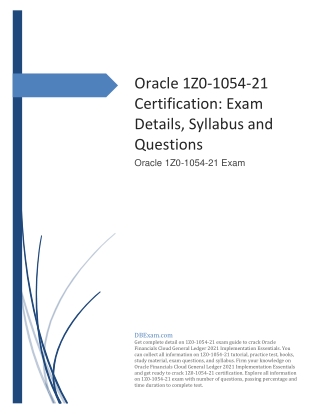Oracle 1Z0-1054-21 Certification: Exam Details, Syllabus and Questions