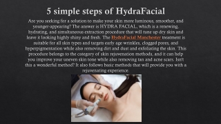 5 simple steps of HydraFacial