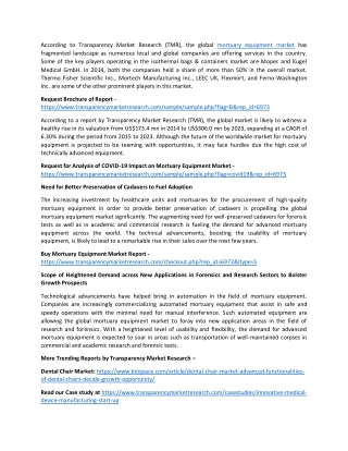 Mortuary Equipment Market Estimated to Expand at a Robust CAGR by 2023