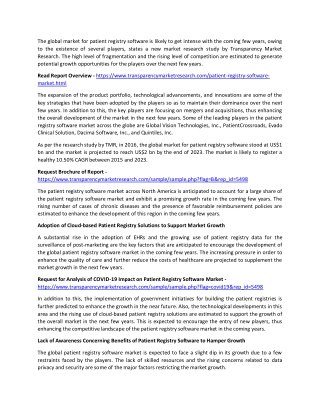 Patient Registry Software Market to Develop Rapidly by 2023