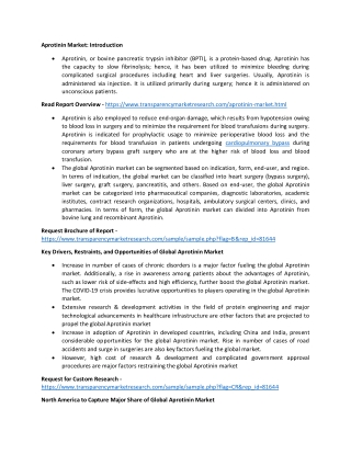Aprotinin Market to Receive Overwhelming Hike in Revenues by 2030