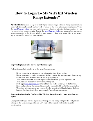 How to Login To My WiFi Ext Wireless Range Extender