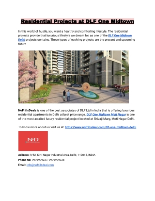 Residential Projects at DLF One Midtown Delhi