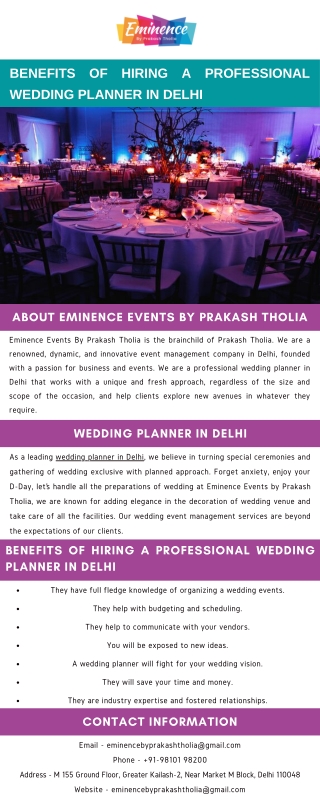 Benefits of Hiring a Professional Wedding Planner in Delhi