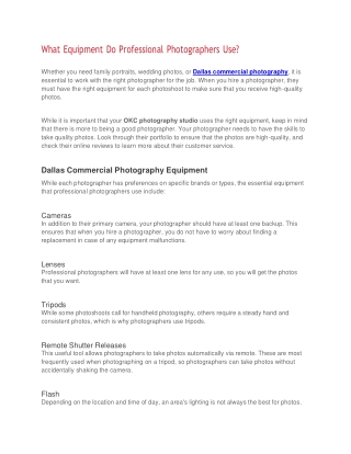 What Equipment do Professional Photographers Use?