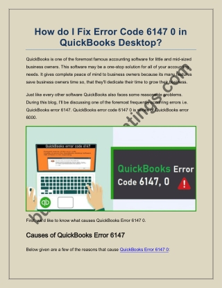 How to Fix QuickBooks Error Code 6147, 0?