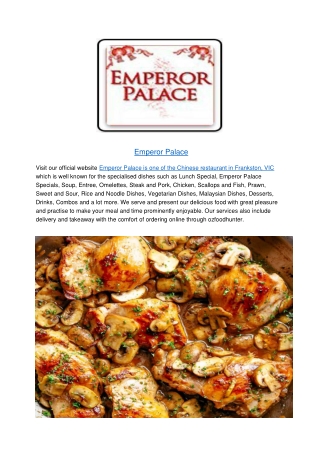5% Off - Emperor Palace Chinese Restaurant menu Frankston,VIC
