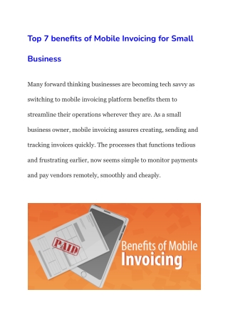 Top 7 benefits of Mobile Invoicing for Small Business