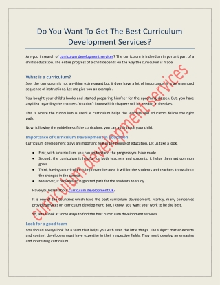 Do You Want To Get The Best Curriculum Development Services?