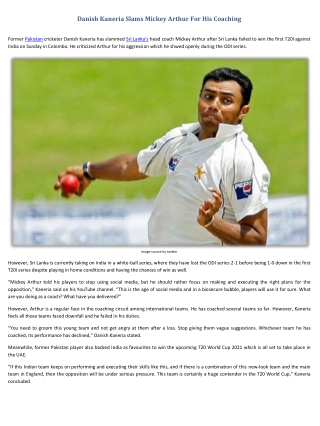 Danish Kaneria Slams Mickey Arthur For His Coaching