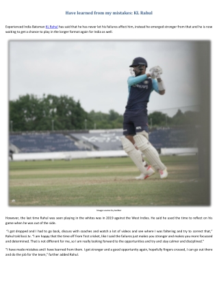 Have learned from my mistakes - KL Rahul