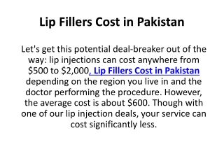 Lip Fillers Cost in Pakistan