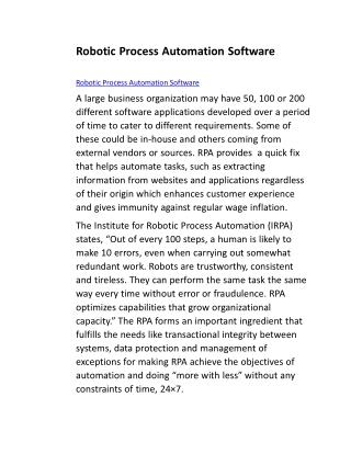 The Institute for Robotic Process Automation (IRPA) states